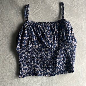 American Eagle crop tank top size small in the color blue with flower pattern